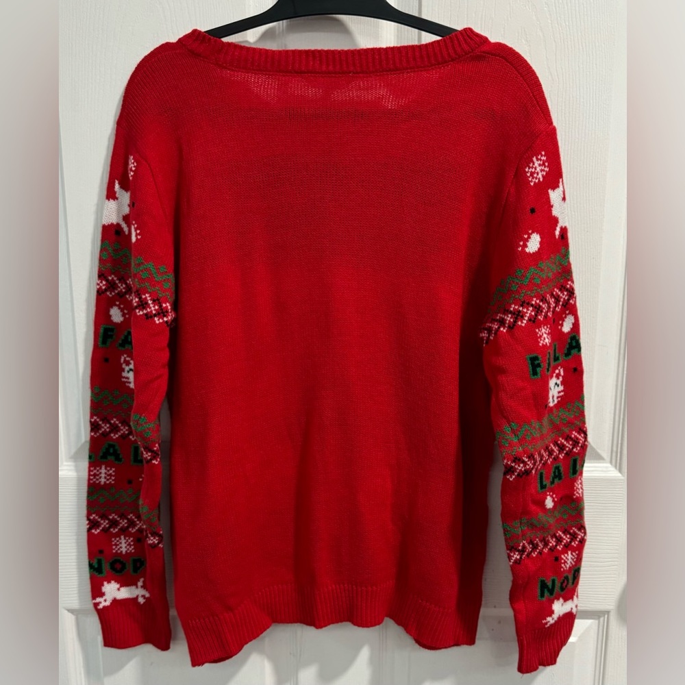 No Boundaries Ugly Christmas Sweater. Cat w/Jingle Bells. Size XXL (19). Red. - Picture 3 of 5